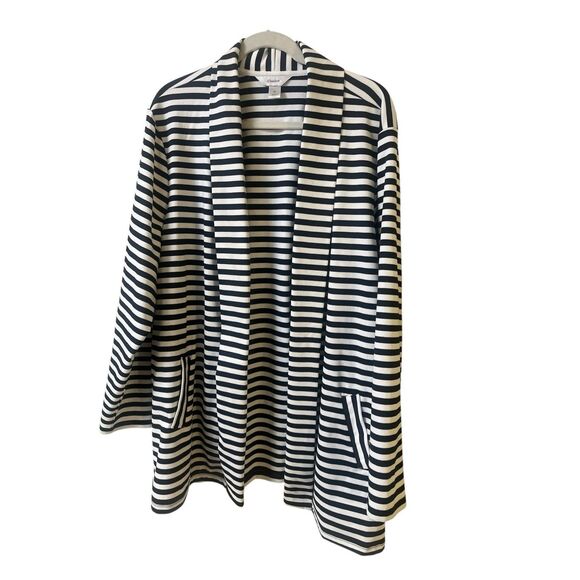 CJ Banks knit wrap / jacket black & white striped sz 3X - Picture 1 of 3